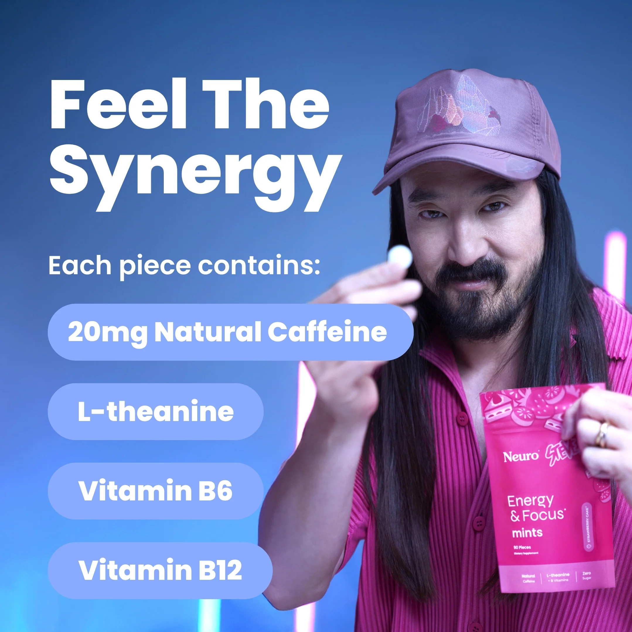 Neuro x Steve Aoki Energy & Focus Strawberry Cake Mints - Image 4